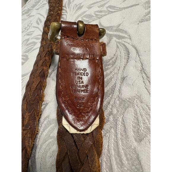 TRESSE ALAMAIN Belt Braided Leather Cognac Brown Sz 32 Equestrian Ranch Southern - Picture 3 of 5